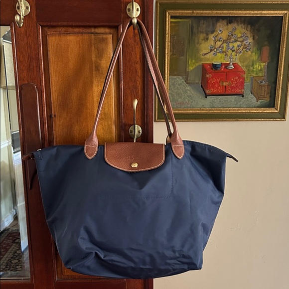 Longchamp Le Pliage Original Large Nylon Tote Bag Navy Blue